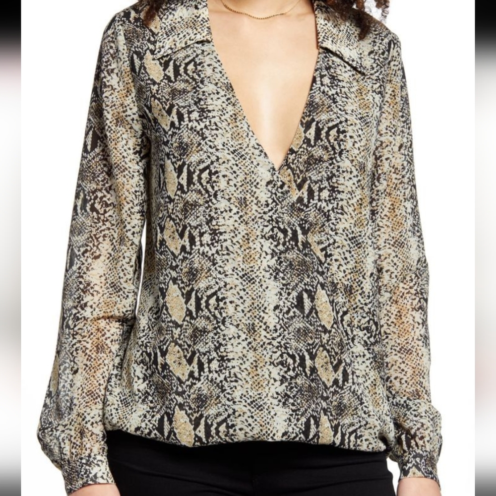 Endless rose | Snakeskin Print Long Sleeve Blouse